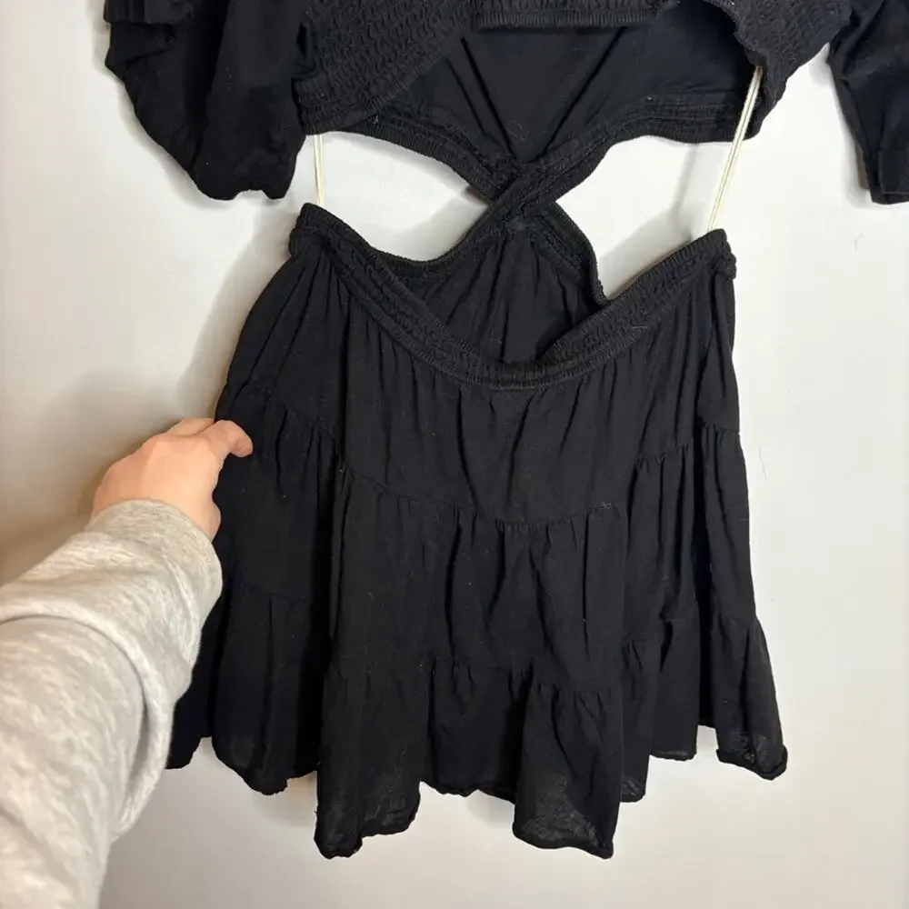 Free People Cross of Sunlight Mini Dress Black